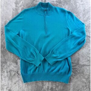 Foxcroft Quarter Zip Sweater Womens XL Turquoise Preppy Minimalist Knit Pullover